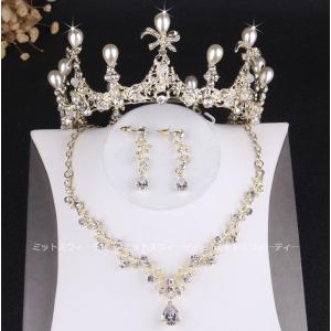 ウェディング ティアラ ネックレス イヤリング ピアス ピンク フラワー