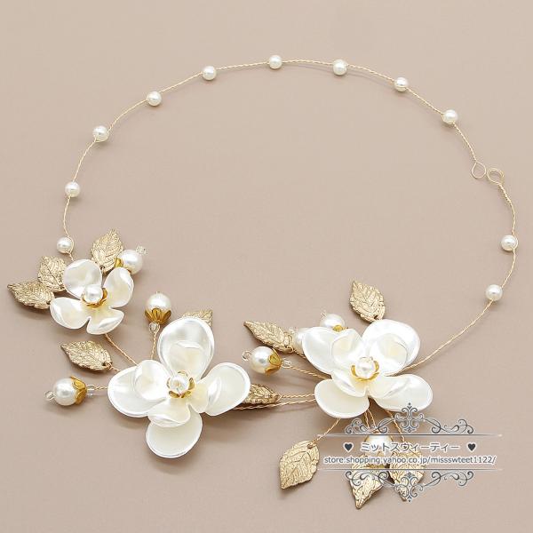 ウェディング小物 ヘッドドレス シルバー ゴールド アクセサリー 花 フラワー 結婚式 二次会 披露...
