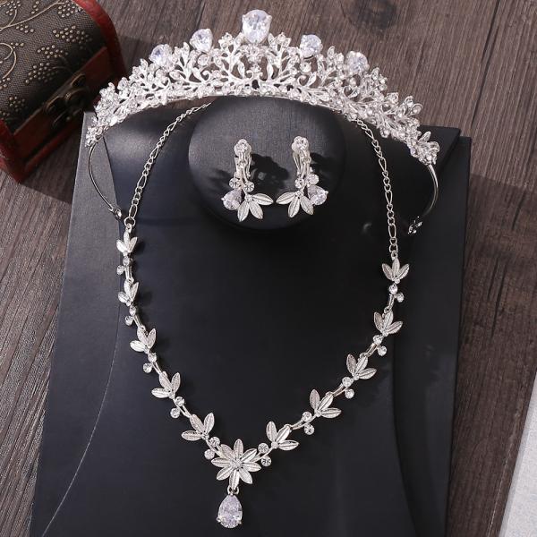 ウエディング 3点セット ティアラ ネックレス ゴールド シルバー ヘッドドレス 花嫁 ウェディング...