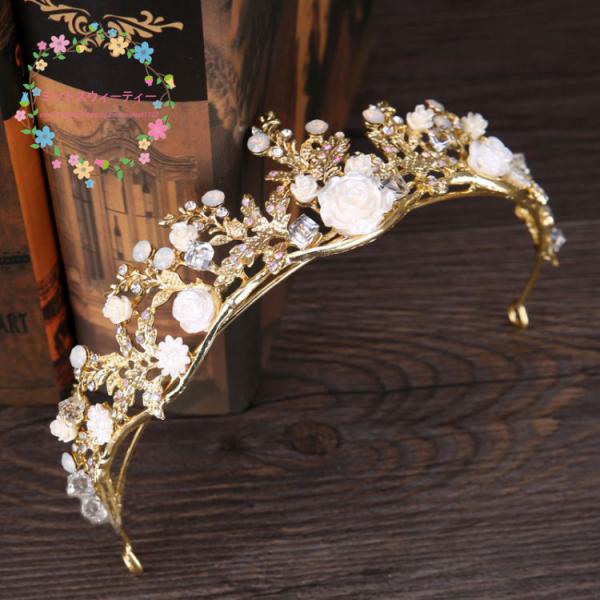 ウェディングティアラ ブライダル ゴールド ティアラ 安い 豪華 教会挙式 ブライダル用品 上品 2...