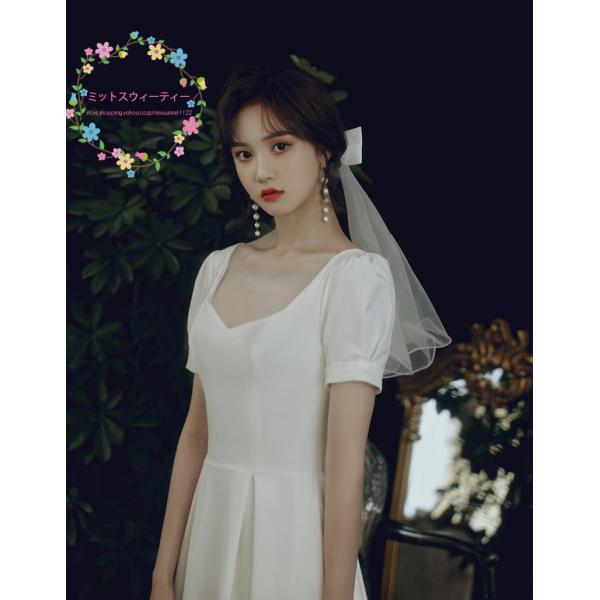 ウェディングベール ショートベール  ブライダル用 花嫁 撮影 シンブル ウェディング小物 ホワイト...