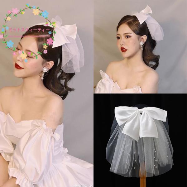 ウエディングベール ベール ヴェール ショートベール ミニベール ヘッドドレス リボン 可愛い 花嫁...