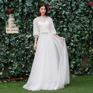 ウェディングドレス ミモレドレス オフショルダー チュール ワンピース