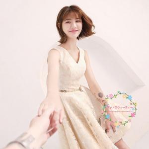 カラードレス ミニ 安い 花嫁 結婚式 パーテ...の詳細画像2