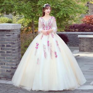 カラードレス プリンセスドレス ピンク チュール パーティードレス