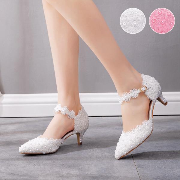 ウエディングシューズ ウェディングシューズ ホワイト ピンク レディース靴 パンプス ハイヒール 結...