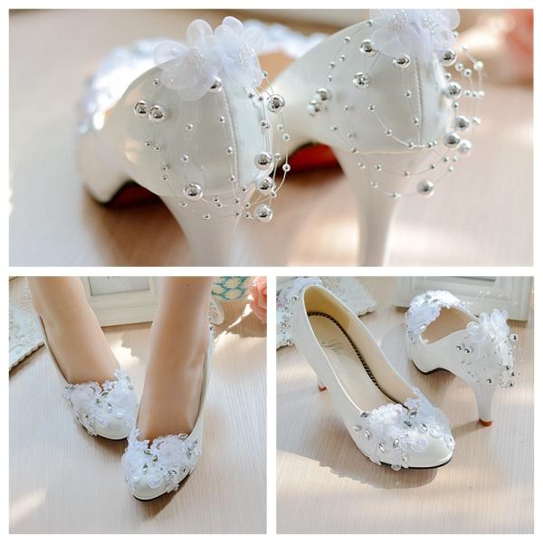 ウエディングシューズ 0.5/4.5/8cmヒール ウェディングシューズ レディース靴 パンプス ハ...