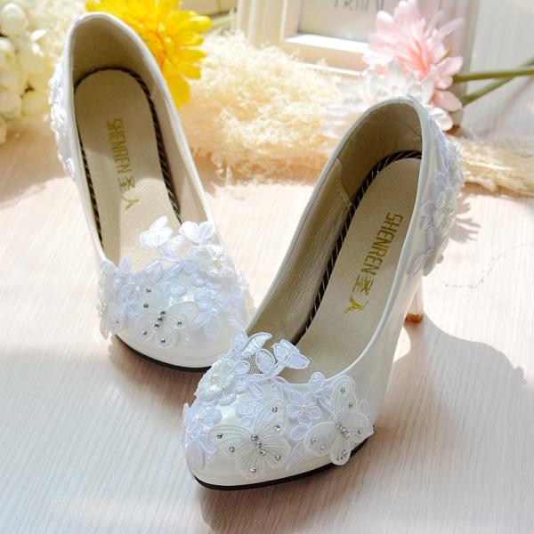 ウエディングシューズ 0.5/4.5/8cmヒール ウェディングシューズ レディース靴 パンプス ハ...