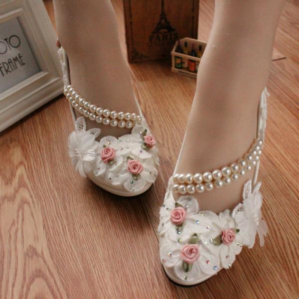 ウエディングシューズ 0.5/3/5/8cmヒール ウェディングシューズ パンプス ハイヒール フラ...