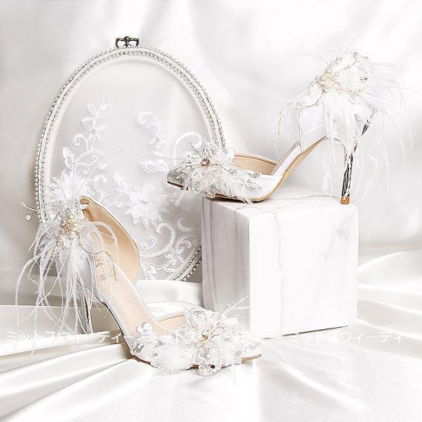 ウエディングシューズ ポインテッドトゥ 二次会 ピンヒール 演奏会 レディース靴 結婚式 花嫁 ブラ...