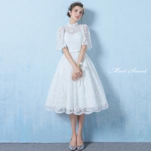 ウェディングドレス ウエディングドレス ホワイト レッド 二次会 結婚式 前撮り ブライダル カラードレス 花嫁 ミニドレス ミディアムドレス ワンピース レース｜ミットスウィーティー