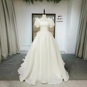 ウエディングドレス 5分袖 レース 結婚式 二次会 プリンセスドレス