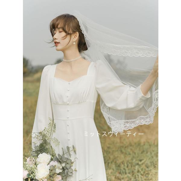 ウェディングドレス 長袖 ウエディングドレス ロングドレス 前撮り 後撮り 披露宴 結婚式 花嫁 二...