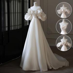ウェディングドレス ロングドレス トレーンドレス 編み上げ 大きい