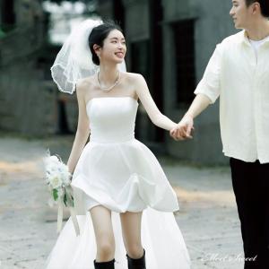 ウェディングドレス ミニ ショート丈 バルーン ミニドレス 二次会 結婚