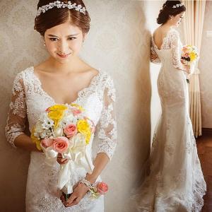 ウエディングドレス 二次会 花嫁 前撮り バックレス ウェディング