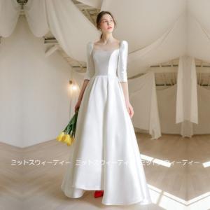 ウェディングドレス　二次会　ワンピース　白　Mサイズ 楽天市場】ウェディングドレス 長袖 編上げ サイズ調節OK 袖あり