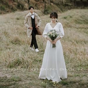 ウエディングドレス 二次会 白 結婚式 aライ...の詳細画像1