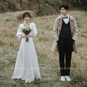 ウエディングドレス 二次会 白 結婚式 aライ...の詳細画像3