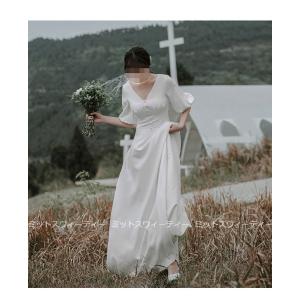 ウエディングドレス 二次会 白 結婚式 aライ...の詳細画像4