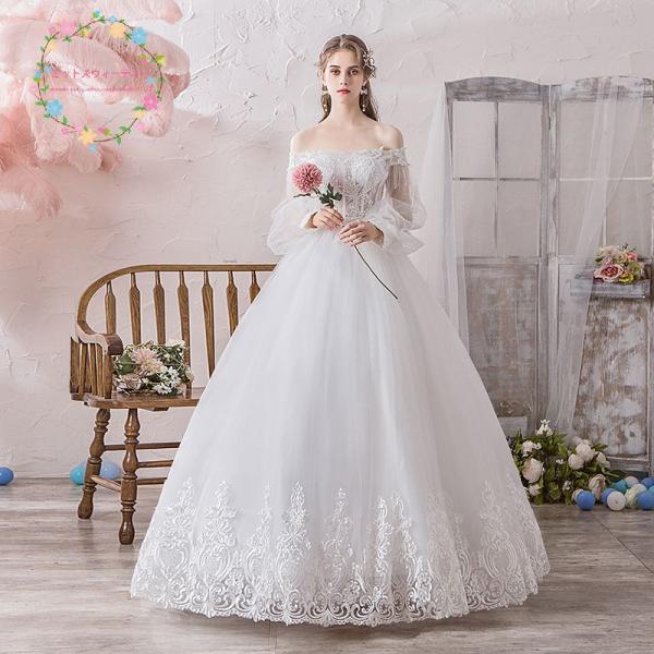 ウェディングドレス 花嫁 二次会 ウエディングドレス 結婚式 ロングドレス プリンセスライン チュー...