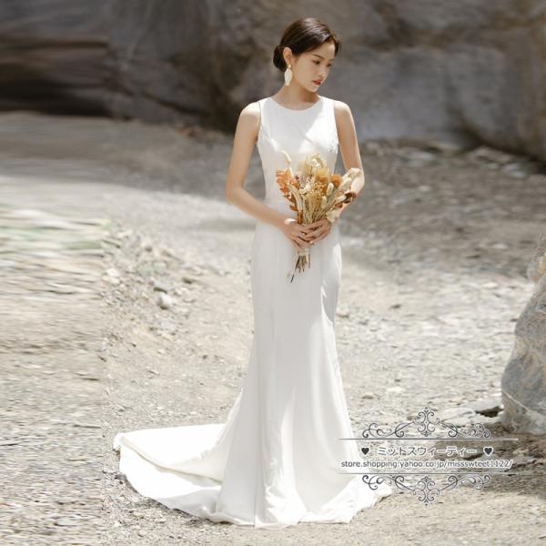 ウエディングドレス 花嫁 ウェディングドレス 結婚式 披露宴 二次会 2次会 前撮り オフホワイト ...