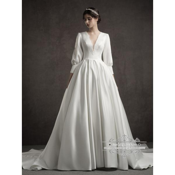 ウエディングドレス 花嫁 ウェディングドレス 結婚式 披露宴 二次会 2次会 前撮り オフホワイト ...