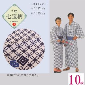 大人浴衣 日本製 業務用仕立 浴衣 2色七宝柄 10枚(NO,6)｜misugido