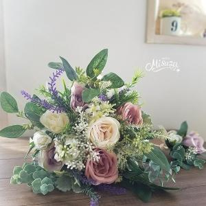 ナチュラルローズのクラッチブーケ ブライダル スワッグに