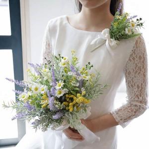 misuzu113 ミモザナチュラルクラッチブーケ ブートニアのセット