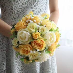 ナチュラルクラッチブーケブートニアのセット イエロー ガーデン