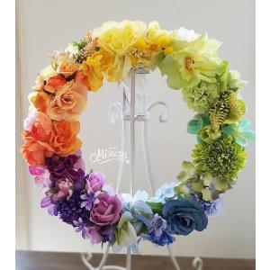 misuzu シアワセのレインボーリース 虹色 LGBTインテリア 玄関 ギフト ビーチフォト wreath023