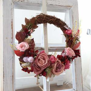 アンティーク ドライフラワー風 玄関リース ガーデンリース ナチュラル
