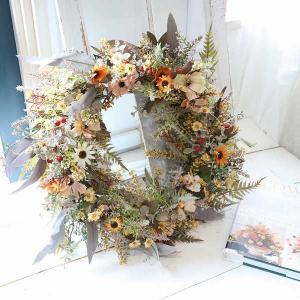 アンティーク ドライフラワー風 玄関リース ガーデンリース ナチュラル