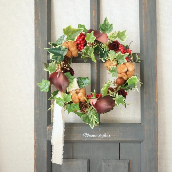 季節のリース　クリスマス　インテリア 玄関　冬支度　ウィンターリース　484