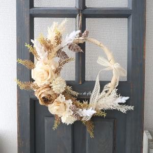 ナチュラルウッドリボンのリース　木のぬくもり　直送ok　開店　サロン　494