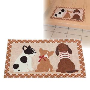 MITAS玄関マット 約幅75×奥行45×厚み0.8cm 小サイズ 犬柄 滑り止め加工 室内用 洗える シェニールマット エントランス 入口to