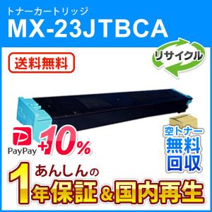 シャープ対応 リサイクルトナー シアン MX-23JTCA (MX23JTCA) 即納再生品 送料無料｜mitastore