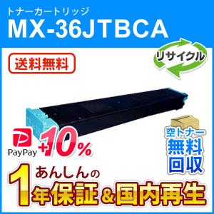 シャープ対応 リサイクルトナー シアン MX-36JTCA (MX36JTCA) 即納再生品 送料無料｜mitastore