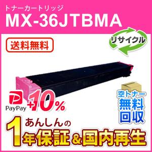 シャープ対応 リサイクルトナー マゼンタ MX-36JTMA (MX36JTMA) 即納再生品 送料無料｜mitastore
