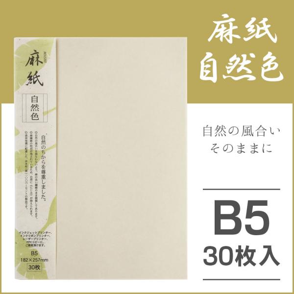 大直 和紙 プリンター用紙 麻紙 自然色 B5 30枚入