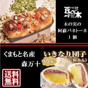 熊本阿蘇 いきなり団子 10個入 ＆ パネトーネセット 森万十 パン工房豆の木 和菓子 だんご 敬老の日 クリスマス お歳暮 ギフト プレゼント 冷凍 送料無料