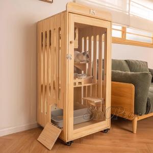 猫 ケージ 屋内、大型木製猫ハウス、猫 ゲージ、ロック可能なドアと車輪付き屋内猫囲い、猫 ケージ 持ち運び、多目的猫ヴィラ、子猫 ケージ、猫用ケー