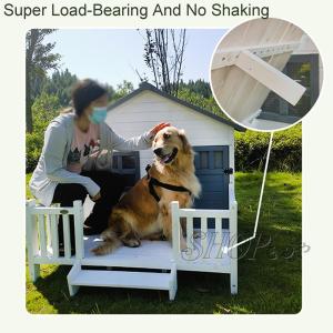 ポーチ付き屋外木製犬小屋 屋根 ドア シャッタ...の詳細画像1