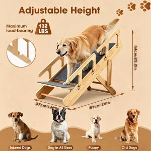 犬用スロープ 折りたたみ式 高さ調節可能 木製...の詳細画像1