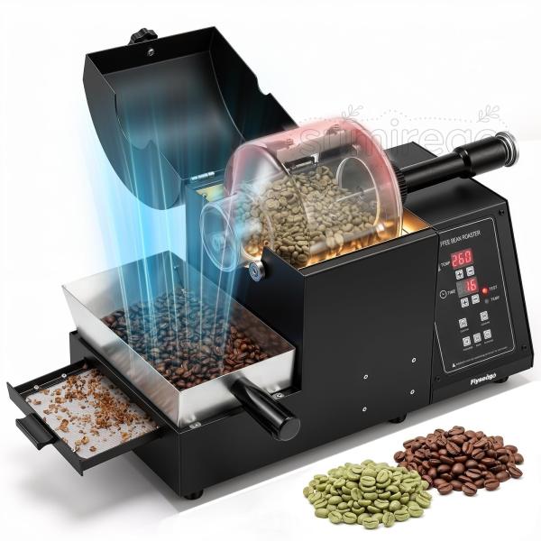 電動コーヒー豆焙煎機 業務用焙煎機 急速冷却 120gガラスドラム 温度調節式 家庭用 珈琲豆ナッツ...