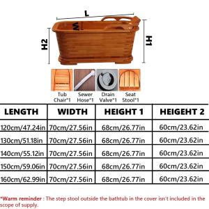 屋内バスルーム用の自立した木製バスタブ、スパセ...の詳細画像5