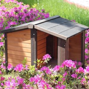 大型テラス付き 木製犬小屋 無垢材 アスファル...の詳細画像5