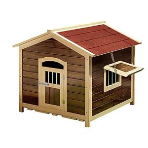 大型犬用 屋外ペットハウス 無垢材 防雨防水 ドッグハウス 小型犬 中型犬 炭化ウッド 高級 シェルター ケージ
