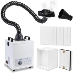 卓上はんだ吸煙器 120W 静電気防止排煙器 3 段階ろ過システム 強化フィルターエレメント付き 溶接彫刻機用煙抽出器 Solder Fume Extractor